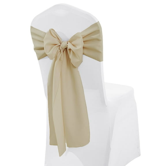 Wedding Linens Inc. (10 pcs) 8" x 108" Polyester Premium(200 GSM) Cotton Chair Sashes for Wedding, Events, Party Décor use - Champagne