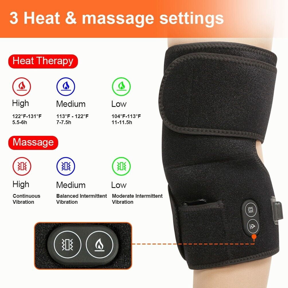 Savior Heat 2PCS Heated Knee Brace for Pain Relief Wireless Electric Heating Knee Massage Pad with Adjustable Temp