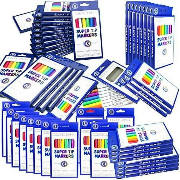 Color Swell Super Tip Washable Markers Bulk Pack 50 Boxes of 8 Vibrant Colors 400 Total Markers Perfect for Kids, Parties, Classrooms