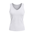 thumbnail image 4 of Tank Top for Women V Neck Summer Sleeveless T Shirt Tunic Casual Solid Color Loose Fit Blouses White, 4 of 9