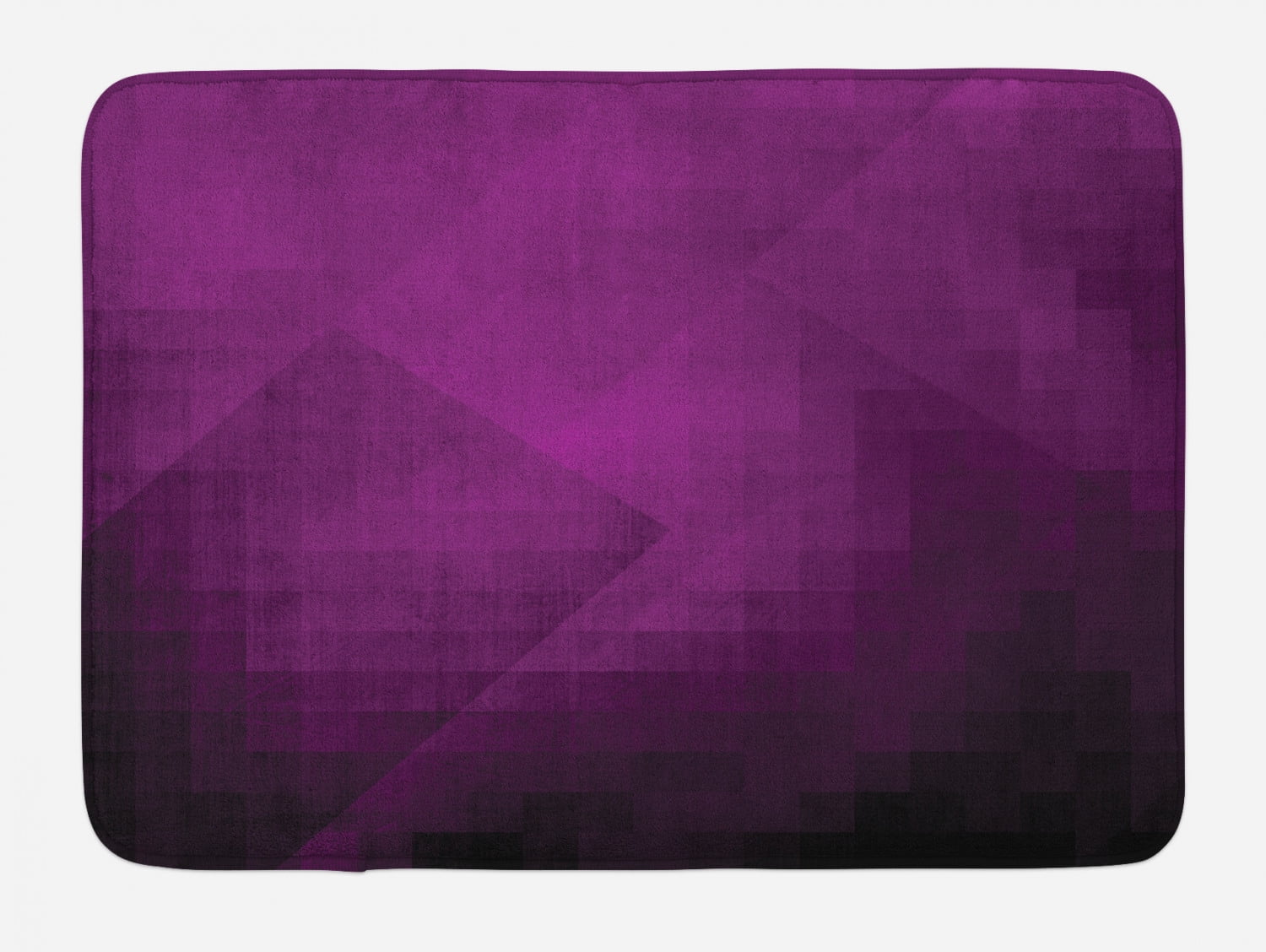 Eggplant Bath Mat, Abstract Purple Squares in Faded Color Scheme with Modern Art Inspired Style