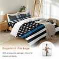 thumbnail image 7 of Thin Blue Duvet Cover Set Queen 4 Pieces Line Flag American Police Flag Honoring Law Enforcement Officers Bedding Set with Zipper Closure,1 Comforter Cover 90x92 In 1 Flat Sheet&2 Pillow Cases, 7 of 7