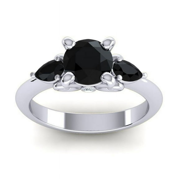 2.50 Carat Round Cut Black Onyx Gemstone Beautiful Anniversary Ring for Ladies Solid 14K White Gold Size 7 by Diamond-Capitals