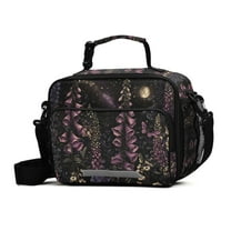 FORMRS Student Lunch Bag Insulated Reusable Cooler Box with Zipper Pockets, Dark Gothic Floral
