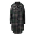 thumbnail image 4 of VXARARL Flannel Shirt Women Long Button Down Plaid Jacket Fall Winter Oversized Lapel Shacket 2026 Trench Coat With Pocket Dark Green XL, 4 of 7