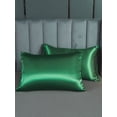 thumbnail image 1 of Move Over Blackish Green Satin Pillowcases Queen, Silk like Satin Pillow Cover Set of 2, Silky Microfiber Solid Pattern, 2 Pack, 1 of 7