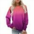 thumbnail image 6 of VBVC No Boundarie Women's Long Sleeve Tops,Womens Casual Crewneck Sweatshirt,Loose Gradient Colored Pullover For Women,Hot Pink,Size S, 6 of 6