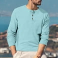 thumbnail image 6 of Hearthz Men's Henley T-Shirt Long Sleeve Fall 3-Button Solid Color Mens Tshirts Round Neck Baseball Tee Shirt, 6 of 7