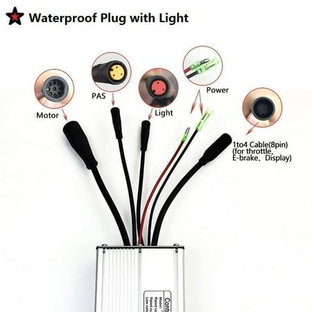 

36/48V Kt22A Ebike Waterproof Controller With Lightline For 500W Brushless Motor