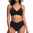 thumbnail image 6 of cocolona Bikini Sets for Women Summer Solid Color Two Piece Swimsuits Holiday Vacation Beach Pleated Swimwear, 6 of 6