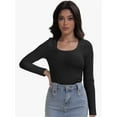 thumbnail image 6 of Women Long Sleeve Scoop Neck Tops Stretch Fitted Casual Tops Tee Slim Fit Fall Going Out Sexy Basic Shirts, 6 of 6
