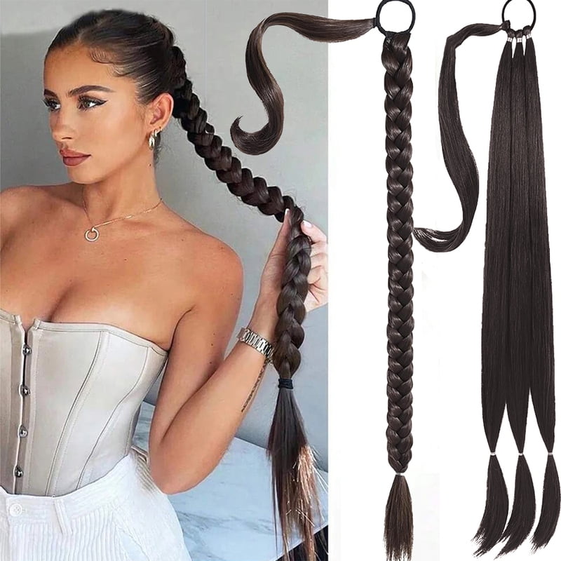 22-40 inches Braided Synthetic Ponytail Extensions Secure Elastic Band Instant For Halloween Costumes Hair Accessories
