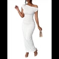 thumbnail image 2 of Vestido Elegante de Verano para Mujer, de Corta, Ajustado, para Cóctel, Graduación, con Hombros Descubiertos y Corte Oblicuo. L, 2 of 7