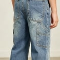 thumbnail image 6 of CONZONE Boys Baggy Jeans Straight Leg Casual Jeans for Child Y2K Elastic Waist Lightweight Denim Pants with Pockets, 6 of 6