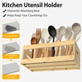 thumbnail image 5 of Sentryse Utensil Holder for Kitchen Counter, Extra Large Kitchen Utensil Organizer with 8 Compartments, Wooden Utensil Holder with Diatomite Base, 5 of 9