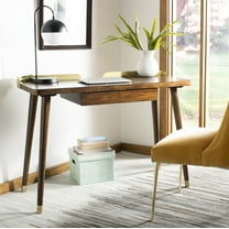 SAFAVIEH Parker Retro-Chic Desk with 1 Pull-Out Drawer, Dark Walnut