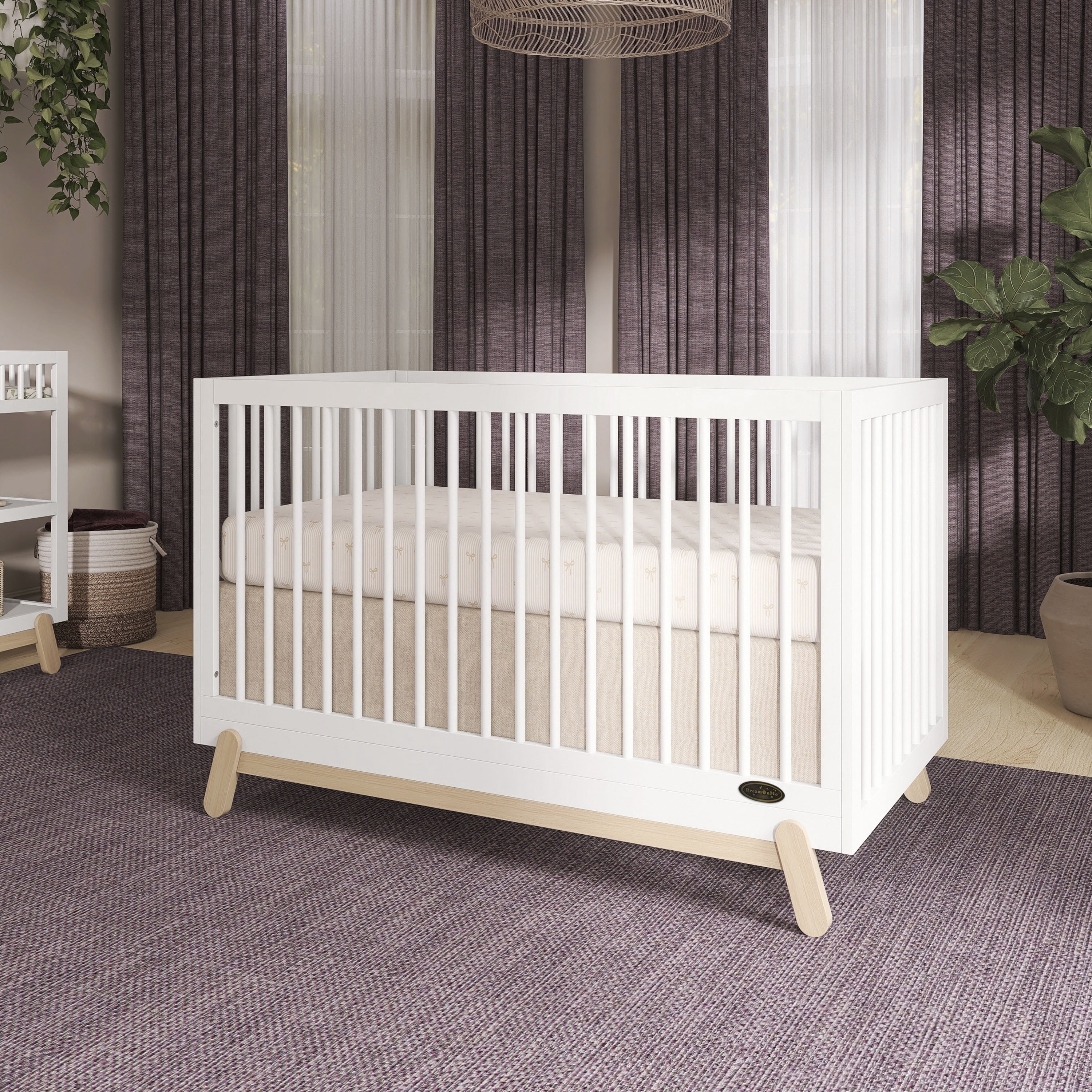 Dream On Me Hygge 5-in-1 Convertible Crib, Vintage White Oak