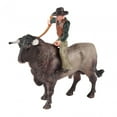 thumbnail image 2 of Estatuilla de monta de toros CUTICAT figura de equitación de ganado gris, 2 of 8