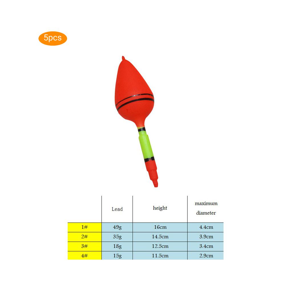 5pcs 4 Sizes Plastic Large Fishing Accessory Tackle Bobber Set Fish