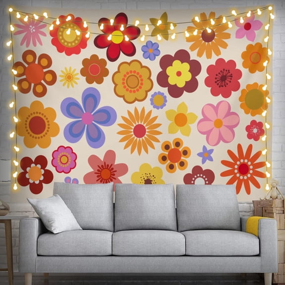 Keiutexe Mexico Floral Tapestry 60" X 40" Mexican Flowers Bird Traditional Wall Hanging Party Decorations Home Decor For Bedroom Living Room Dorm (150 X 100cm)