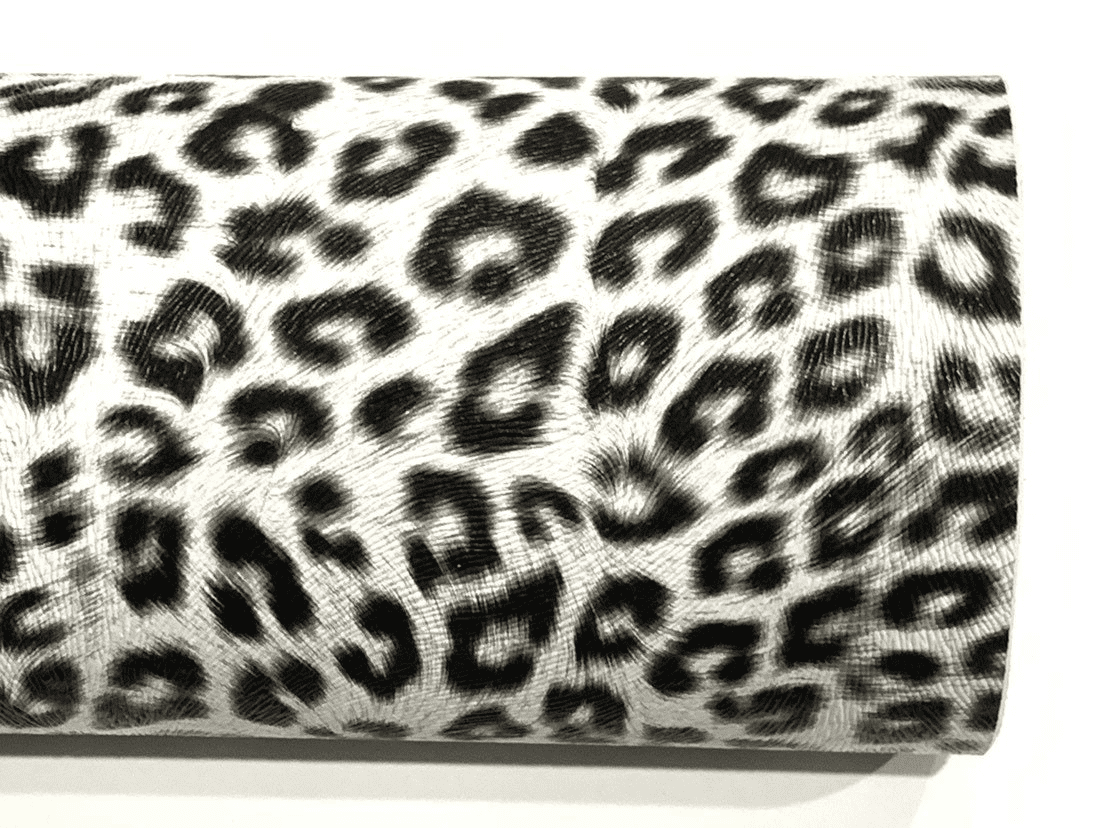 Fabrics Forever Leopard White Black Faux Leather Upholstery Fabric by the Yard