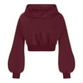 thumbnail image 3 of Penkiiy Womens Cat Ear Hoodie Sweatshirt Fall Long Sleeve Sweater Cat Cute Crop Top Hoodies Pullover Sweatshirts 3XL Wine, 3 of 5