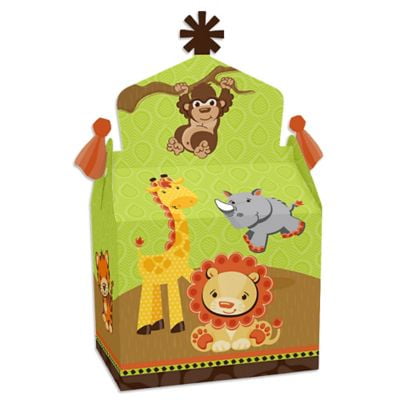 Funfari - Fun Safari Jungle - Treat Box Party Favors - Baby Shower or Birthday Party Goodie Gable Boxes - Set of 12