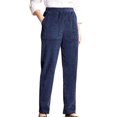 thumbnail image 1 of Pantalones de pana Prolriy para mujer, moda femenina, temperamento, personalidad, color sólido, cintura elástica, rayas, pierna recta, pantalones casuales, pantalones de mujer, azul M, 1 of 4