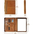 thumbnail image 4 of AZXCG Leather Portfolio with Handle Handmade, Padfolio for ipad & MacBook (Up to 13.3"), Vintage Pad Carrying Case for Men and Women, Notepad Holder, Phone and Cards, Brown, 4 of 5