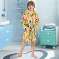 thumbnail image 5 of FORMRS Niños Bathrobe Unisex Hooded Robe Soft Plush Pajamas Sleepwear, Size 2-3T, Green Retro Autumn Leaves, 5 of 7