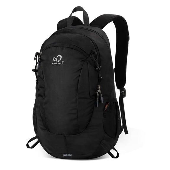 WATERFLY Unisex 30L Small 600D Durable Hiking Travel Nylon Backpacks Daypack,Black