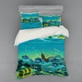 thumbnail image 2 of Ambesonne Cartoon Bedding Set 3 Pcs, Sunk Ship Pirate, Twin, Teal and Yellow, 2 of 3