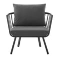 thumbnail image 6 of Contemporary Modern Urban Designer Outdoor Patio Balcony Garden Furniture Armchair Lounge Chair, Aluminum Fabric, Grey Gray, 6 of 6