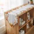 thumbnail image 4 of Fall Thanksgiving Table Runner Linen Burlap Table Runner 72 Inches Long Farmhouse Pumpkin Maple Leaf Flower Wood Dresser Scarves for Kitchen Island Coffee Dining Room Party Holiday Decoration 18"x72", 4 of 8