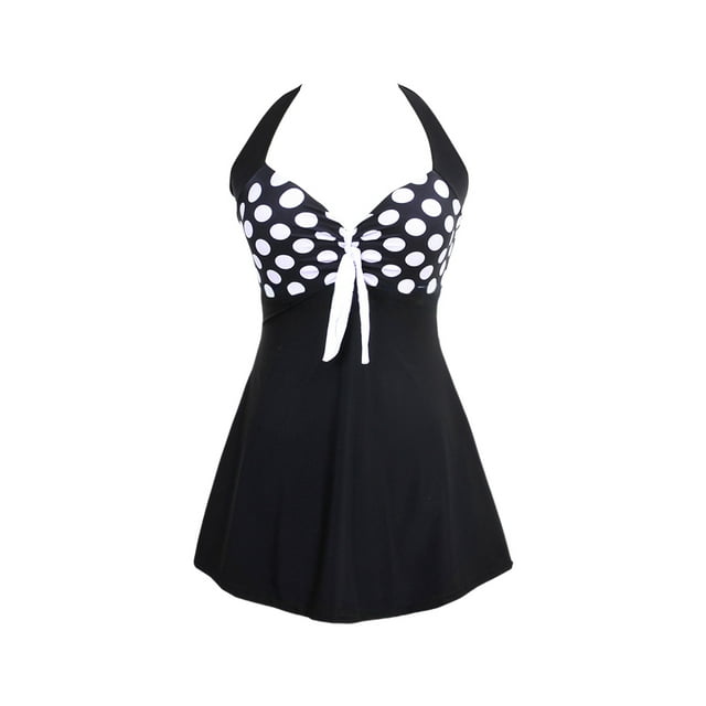 Minnieouse Vestido de baño para mujer sin espalda para fiesta en la piscina, traje de baño para niñas, traje de baño para mujer, traje de Vestidos puntos negros 4XL