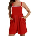thumbnail image 2 of BUIGTTKLOP Jumpsuits for Women,Women's 2024 Summer Casual Rompers Loose Waffle Knit Short Overalls Adjustable Strap Jumpsuit Button Up Comfy Rompers Sleeveless Jumpers with Pockets, 2 of 6