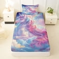 thumbnail image 3 of Metsweet Dreamy Princess Unicorn Twin Sheets 3pcs, Watercolor Rainbow Bedding, Blue Pink,1 Fitted Sheet, 1 Flat Sheet and 1 Pillowcase, 3 of 5