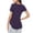 Purple, variant on FINALGANG Women Versatile T-Shirt Solid Color V-Neck Short Sleeve Hollow Out Curved Hem Tshirts Leisure Breathable Daily Wear