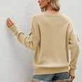 thumbnail image 5 of Fesfesfes Women's Loose Long Sleeve Shirts Solid Color Lace Up Recreational Pullover Knitting Sweater Tops Tops on, 5 of 9