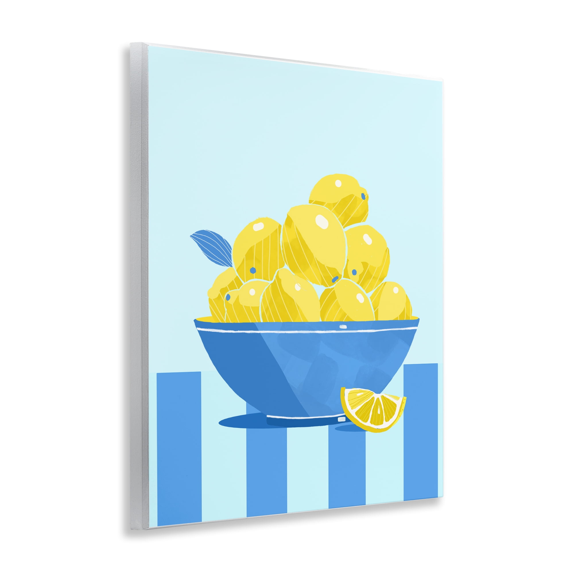 Stupell Industries Yellow Lemon Bowl Striped Wall Plaque Art, design by Lucca Sheppard