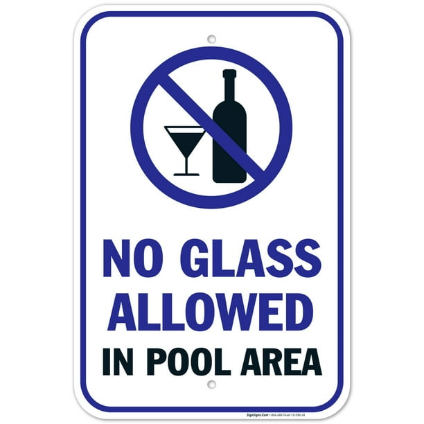 Pool Signs - No Glass Allowed in Pool Area Sign - Walmart.com - Walmart.com
