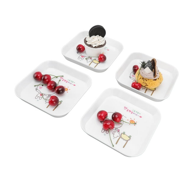 4pcs Snack Plate, 5.9 Inch Serving Plates Fruit Plate Salad Plates Appetizer Plates Multifunctional Dessert Dishes For Home School Restaurant Storage Tray Spit Bone Tray