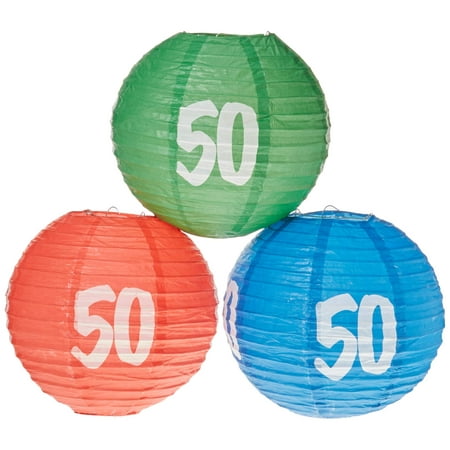 Multicolor "50" Round Shaped Paper Lanterns