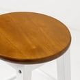 thumbnail image 6 of AndMakers HT-SP-2124-AW 29 in. Homestead Solid Wood Backless Mavka Bar Stool with Round&#44; Acacia Seat & White Legs, 6 of 7