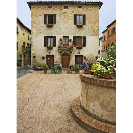 Local Restaurant in Piazza, Pienza, Italy Print Wall Art By Dennis