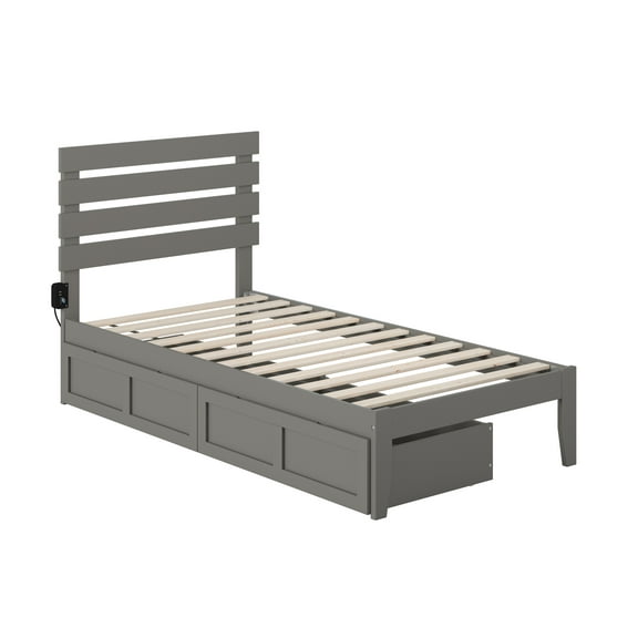 Oxford Queen Bed with USB Turbo Charger and 2 Extra Long Drawers in Grey