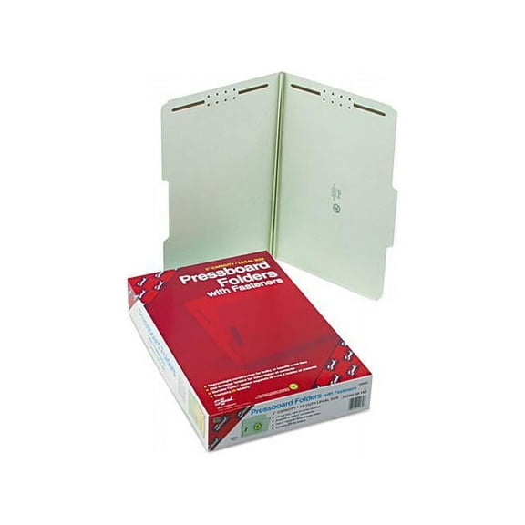 Smead 19982 Two Inch Expansion Fastener Folder, 2/5 Top Tab, Legal, Gray Green, 25/Box