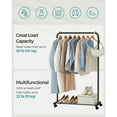 thumbnail image 4 of SONGMICS Clothes Rack with Wheels, 35.8 Inch Garment Rack, Clothing Rack for Hanging Clothes, with Dense Mesh Storage Shelf, 110 lb Load Capacity, 2 Brakes, Steel Frame, Black, 4 of 6