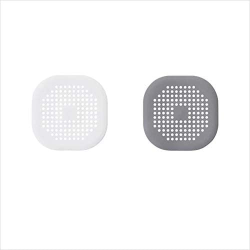 TSV Square Drain Cover for Shower, 5.5-Inch TPR Drain Hair Catcher Flat Silicone Plug, for Bathroom and Kitchen White Filter Shower Drain Protection