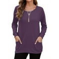 thumbnail image 4 of TARAINYA Women's Daily Wear Long Sleeve Sweatshirt Casual Loose Round Neck Pullover with Pockets, 4 of 9
